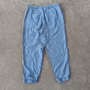 Talbots Light Blue Linen Blend Elastic Waist Jogger Pants Sz Medium Lightweight